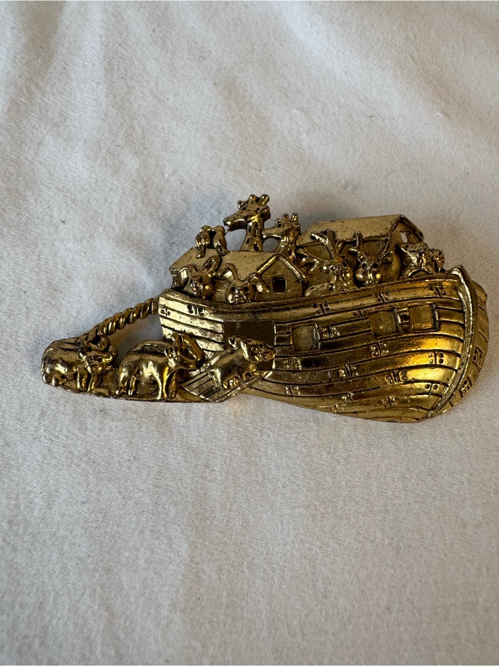 Vintage 1995 Bergdorf Goodman Noah's Ark Brooch Pin - Signed B.G. Gold-Tone